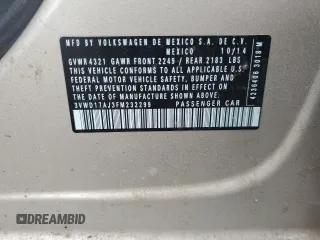 2015 Volkswagen Jetta SE z VIN 3VWD17AJ3FM232299, wystawiony jako Copart lot #57252465 z przebiegiem 128 882 mil mil oraz Szkoda całkowita • Salvage title. Historia ofert i sprzedaży dostępna na DreamBid. Obrazek 12.