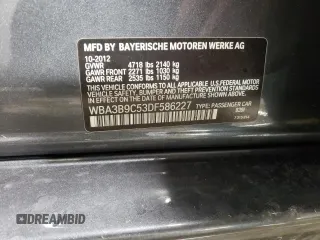 2013 BMW 3 Series 335i xDrive with VIN WBA3B9C53DF586227, listed as a Copart auction lot 82055754 with 161,371 mi miles and Salvage title. Bid and sale history available at DreamBid. Image 12.