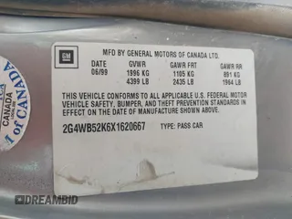 1999 Buick Regal LS с VIN 2G4WB52K6X1620667, выставлен на аукционе IAAI как лот 42494208 с пробегом Не указан миль и . История ставок и продаж доступна на DreamBid. Изображение 9.