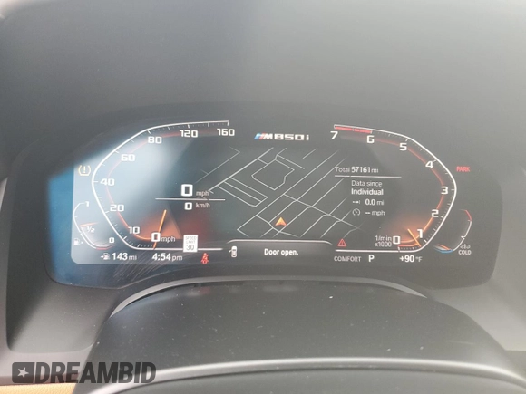 2020 BMW 8 Series M850i with VIN WBAGV8C00LCD38284, listed as a Copart auction lot 60605075 with 57,161 mi miles and Salvage title. Bid and sale history available at DreamBid. Image 9.