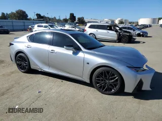 2023 Lexus IS with VIN JTHAP1D21P5002157, listed as a Copart auction lot 46986455 with 19,403 mi miles and Clean Title. Bid and sale history available at carsss.com. Image 4.