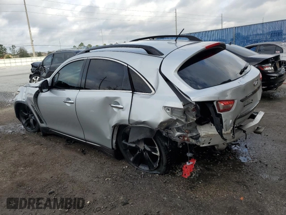 2017 Infiniti QX70 with VIN JN8CS1MU0HM140438, listed as a Copart auction lot 45424975 with 112,925 mi miles and Salvage title. Bid and sale history available at DreamBid. Image 2.