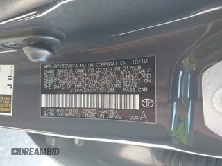 2010 Toyota Prius II with VIN JTDKN3DU0A1301288, listed as a IAAI auction lot 41862462 with 69,412 mi miles and . Bid and sale history available at DreamBid. Image 9.