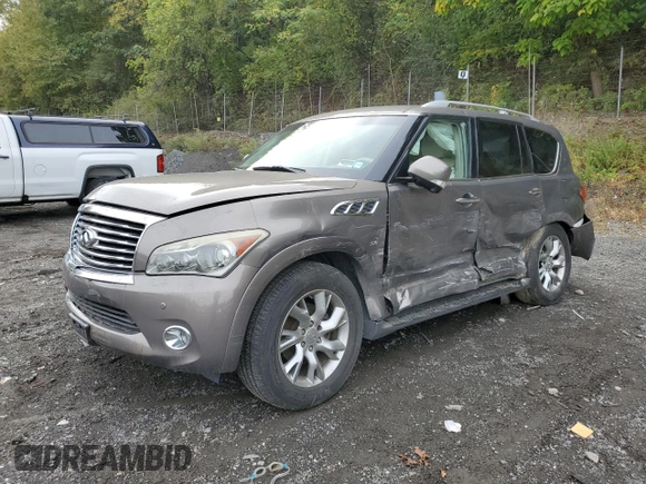 2014 Infiniti QX80 with VIN JN8AZ2NC4E9350828, listed as a Copart auction lot 72856614 with 80,717 mi miles and Salvage Title. Bid and sale history available at carsss.com. Image 1.
