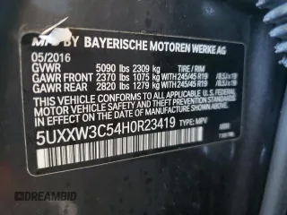 2017 BMW X4 xDrive28i with VIN 5UXXW3C54H0R23419, listed as a Copart auction lot 48313013 with 102,617 mi miles. Bid and sale history available at carsss.com. Image 12.