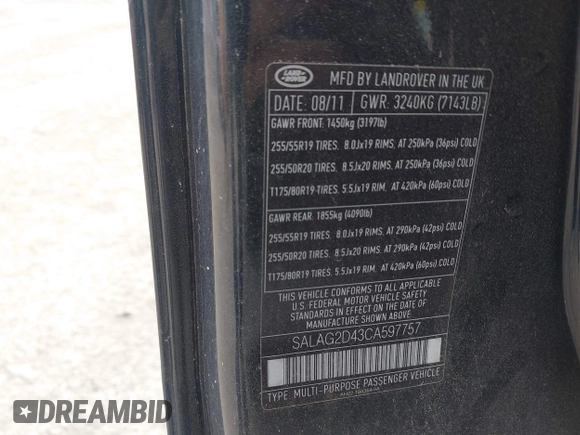 2012 Land Rover LR4 HSE z VIN SALAG2D43CA597757, wystawiony jako IAAI lot #42265010 z przebiegiem 116 140 mil mil oraz . Historia ofert i sprzedaży dostępna na DreamBid. Obrazek 9.