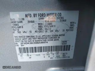 2009 Ford Edge Limited with VIN 2FMDK39C59BA46974, listed as a IAAI auction lot 41721391 with 117,728 mi miles. Bid and sale history available at carsss.com. Image 9.