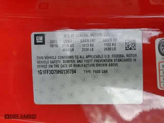 2017 Chevrolet Camaro 1SS with VIN 1G1FF3D79H0136794, listed as a Copart auction lot 47301195 with 68,912 mi miles and Salvage Title. Bid and sale history available at carsss.com. Image 12.
