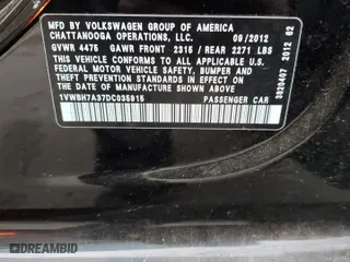 2013 Volkswagen Passat SE w/Sunroof with VIN 1VWBH7A37DC035915, listed as a Copart auction lot 42120935 with 126,331 mi miles and Salvage Title. Bid and sale history available at carsss.com. Image 12.