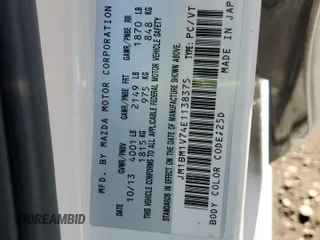2014 Mazda 3 i Touring with VIN JM1BM1V74E1138375, listed as a Copart auction lot 52301295 with 180,204 mi miles and Salvage Title. Bid and sale history available at DreamBid. Image 12.