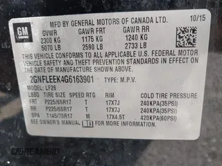 2016 Chevrolet Equinox LS with VIN 2GNFLEEK4G6163901, listed as a IAAI auction lot 42022069 with 117,375 mi miles. Bid and sale history available at carsss.com. Image 9.