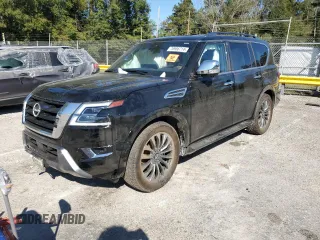 2023 Nissan Armada Platinum with VIN JN8AY2DA5P9403140, listed as a Copart auction lot 76986714 with 25,852 mi miles and Salvage Title. Bid and sale history available at carsss.com. Image 1.