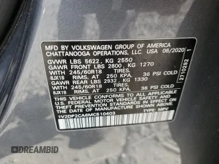 2021 Volkswagen Atlas SE with VIN 1V2DP2CA6MC510403, listed as a Copart auction lot 82892644 with 108,520 mi miles and Salvage title. Bid and sale history available at DreamBid. Image 13.