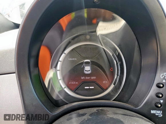2017 FIAT 500e with VIN 3C3CFFGE2HT575834, listed as a Copart auction lot 59635625 with 41,405 mi miles and Clean title. Bid and sale history available at DreamBid. Image 9.