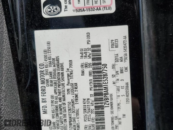 2014 Ford Mustang V6 with VIN 1ZVBP8AM1E5287750, listed as a Copart auction lot 52594405 with 149,464 mi miles and Salvage Title. Bid and sale history available at DreamBid. Image 12.