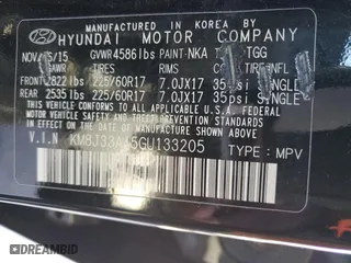 2016 Hyundai Tucson SE with VIN KM8J33A45GU133205, listed as a Copart auction lot 41805555 with 0 mi miles and Salvage Title. Bid and sale history available at carsss.com. Image 13.