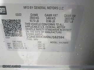 2022 Chevrolet Traverse LS with VIN 1GNERFKW6NJ162594, listed as a IAAI auction lot 41749144 with 13,519 mi miles. Bid and sale history available at carsss.com. Image 9.