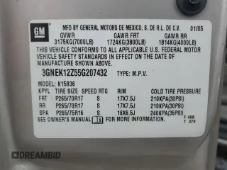2005 Chevrolet Avalanche Z71 z VIN 3GNEK12Z55G207432, wystawiony jako Copart lot #50754205 z przebiegiem 246 649 mil mil oraz Szkoda całkowita • Salvage title. Historia ofert i sprzedaży dostępna na DreamBid. Obrazek 14.