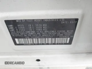 2012 Subaru Legacy Premium with VIN 4S3BMBC65C3023592, listed as a IAAI auction lot 42511849 with 151,029 mi miles and . Bid and sale history available at DreamBid. Image 9.