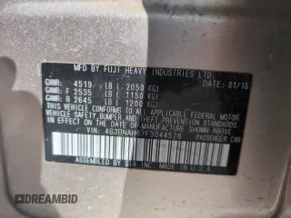 2015 Subaru Legacy Premium with VIN 4S3BNAH67F3044528, listed as a Copart auction lot 59813305 with 109,581 mi miles and Salvage title. Bid and sale history available at DreamBid. Image 13.