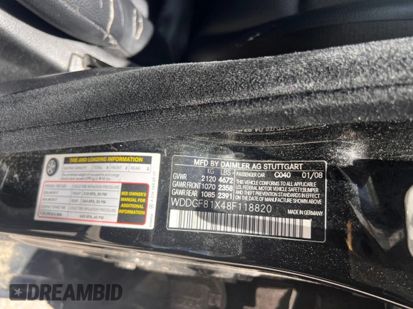 2008 Mercedes-Benz C 300 Sport with VIN WDDGF81X48F118820, listed as a Copart auction lot 64808465 with 169,933 mi miles and Salvage title. Bid and sale history available at DreamBid. Image 10.