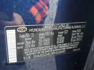 2023 Hyundai Santa Fe Calligraphy with VIN 5NMS5DAL3PH550491, listed as a Copart auction lot 52155135 with 22,442 mi miles and Salvage Title. Bid and sale history available at carsss.com. Image 13.