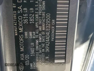 2020 Kia Rio LX with VIN 3KPA24AD4LE329500, listed as a Copart auction lot 48577625 with 72,184 mi miles and Salvage Title. Bid and sale history available at carsss.com. Image 12.