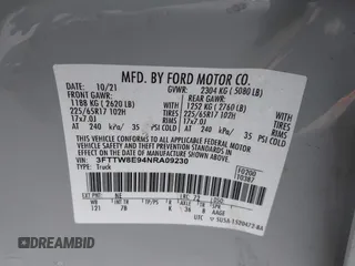 2022 Ford Maverick XL z VIN 3FTTW8E94NRA09230, wystawiony jako IAAI lot #41830226 z przebiegiem 16 422 mil mil oraz . Historia ofert i sprzedaży dostępna na DreamBid. Obrazek 9.