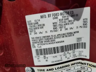 2014 Ford F-150 XL with VIN 1FTEW1CMXEFA90254, listed as a Copart auction lot 61789495 with 126,489 mi miles and Salvage title. Bid and sale history available at DreamBid. Image 12.