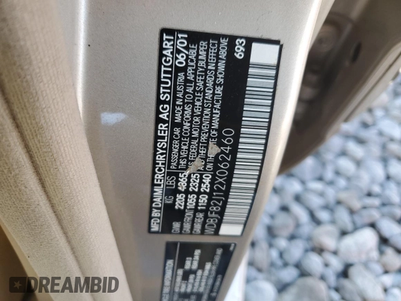 2002 Mercedes-Benz E-Class with VIN WDBJF82J12X062460, listed as a Copart auction lot 79264964 with 113,725 mi miles and Salvage Title. Bid and sale history available at carsss.com. Image 12.