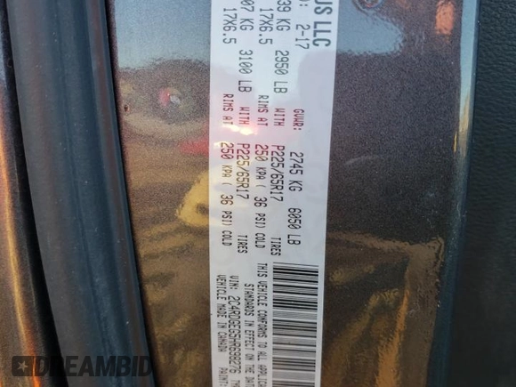 2017 Dodge Grand Caravan GT with VIN 2C4RDGEG5HR698276, listed as a Copart auction lot 88473135 with 134,434 mi miles and Salvage Title. Bid and sale history available at DreamBid. Image 16.