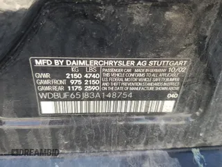 2003 Mercedes-Benz E 3.2L with VIN WDBUF65J83A148754, listed as a Copart auction lot 54560835 with 106,714 mi miles and Salvage Title. Bid and sale history available at carsss.com. Image 13.