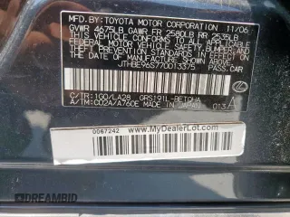 2007 Lexus GS 350 z VIN JTHBE96S770013375, wystawiony jako Copart lot #60734215 z przebiegiem 293 457 mil mil oraz Szkoda całkowita • Salvage title. Historia ofert i sprzedaży dostępna na DreamBid. Obrazek 13.