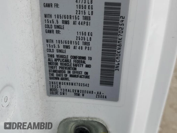2021 Nissan NV200 S z VIN 3N6CM0KN8MK702542, wystawiony jako Copart lot #49109015 z przebiegiem 286 890 mil mil oraz Czysty tytuł • Clean title. Historia ofert i sprzedaży dostępna na DreamBid. Obrazek 13.
