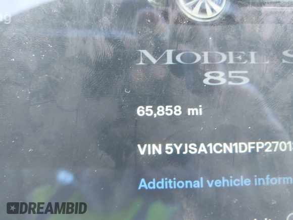 2013 Tesla Model S с VIN 5YJSA1CN1DFP27013, выставлен на аукционе IAAI как лот 42014212 с пробегом 65 858 миль миль и . История ставок и продаж доступна на DreamBid. Изображение 16.