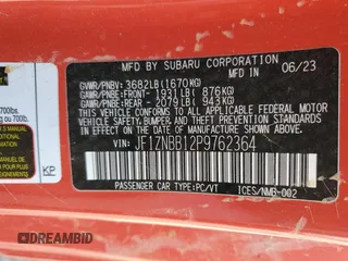 2023 Toyota 86 z VIN JF1ZNBB12P9762364, wystawiony jako Copart lot #49657495 z przebiegiem Nie podano mil oraz Nie do naprawy • Non repairable. Historia ofert i sprzedaży dostępna na DreamBid. Obrazek 15.