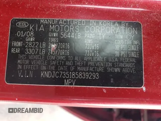 2008 Kia Sorento LX z VIN KNDJC735185839293, wystawiony jako Copart lot #45384805 z przebiegiem 187 080 mil mil oraz Szkoda całkowita • Salvage title. Historia ofert i sprzedaży dostępna na DreamBid. Obrazek 14.