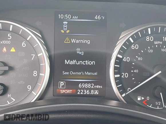 2020 Infiniti Q50 Luxe with VIN JN1EV7AP4LM200598, listed as a IAAI auction lot 41629830 with 69,882 mi miles and . Bid and sale history available at DreamBid. Image 16.