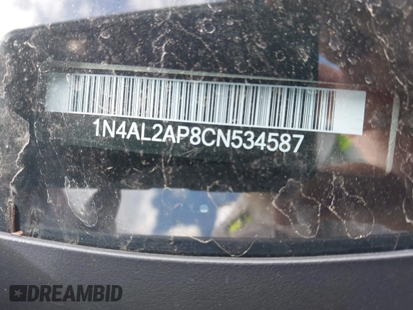 2012 Nissan Altima 2.5 S with VIN 1N4AL2AP8CN534587, listed as a IAAI auction lot 41943588 with 194,151 mi miles. Bid and sale history available at carsss.com. Image 9.