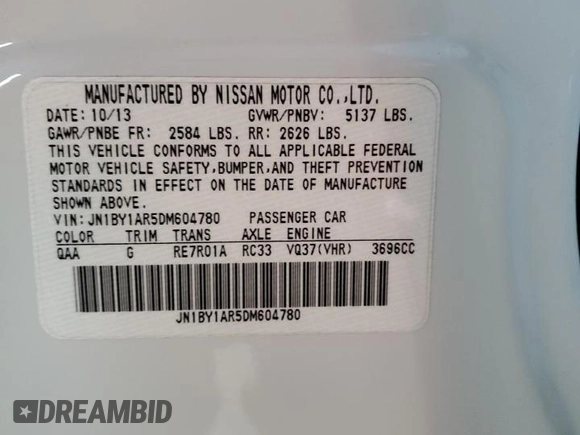 2013 Infiniti M with VIN JN1BY1AR5DM604780, listed as a Copart auction lot 87883145 with 94,399 mi miles and Salvage Title. Bid and sale history available at carsss.com. Image 12.