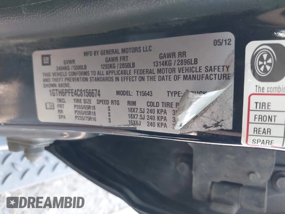 2012 GMC Canyon SLE2 with VIN 1GTH6PFE4C8156674, listed as a IAAI auction lot 42446335 with 130,464 mi miles and . Bid and sale history available at DreamBid. Image 9.
