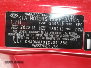 2012 Kia Rio LX with VIN KNADM4A31C6041886, listed as a Copart auction lot 49116205 with 160,011 mi miles and Salvage Title. Bid and sale history available at carsss.com. Image 12.