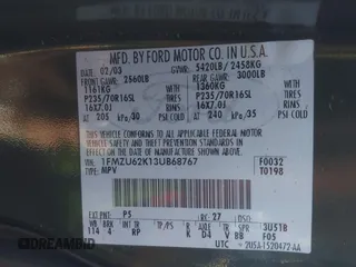 2003 Ford Explorer XLS z VIN 1FMZU62K13UB68767, wystawiony jako IAAI lot #40780973 z przebiegiem Nie podano mil oraz . Historia ofert i sprzedaży dostępna na DreamBid. Obrazek 9.