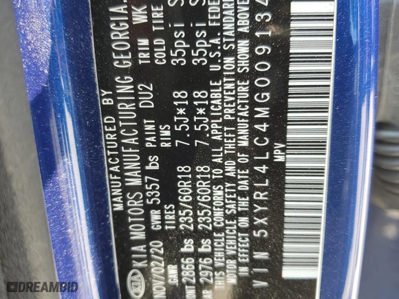 2021 Kia Sorento S with VIN 5XYRL4LC4MG009134, listed as a Copart auction lot 66234784 with 71,742 mi miles and Salvage Title. Bid and sale history available at carsss.com. Image 13.
