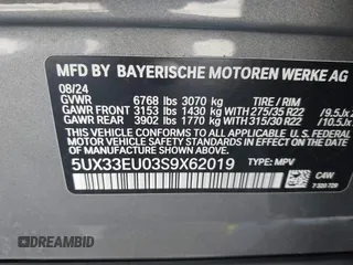 2025 BMW X5 M60i with VIN 5UX33EU03S9X62019, listed as a IAAI auction lot 41623189 with 5,749 mi miles. Bid and sale history available at carsss.com. Image 9.
