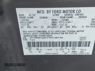 2007 Ford F-150 XLT with VIN 1FTRW12W17KC36734, listed as a IAAI auction lot 42867908 with 237,688 mi miles and . Bid and sale history available at DreamBid. Image 9.