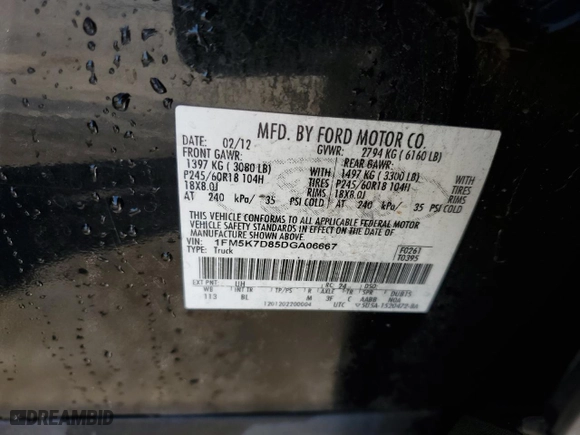 2013 Ford Explorer XLT with VIN 1FM5K7D85DGA06667, listed as a Copart auction lot 49291355 with 135,651 mi miles and Salvage Title. Bid and sale history available at carsss.com. Image 13.