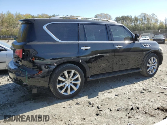 2014 Infiniti QX80 with VIN JN8AZ2NC8E9351805, listed as a Copart auction lot 51715735 with 130,943 mi miles and Salvage Title. Bid and sale history available at carsss.com. Image 3.