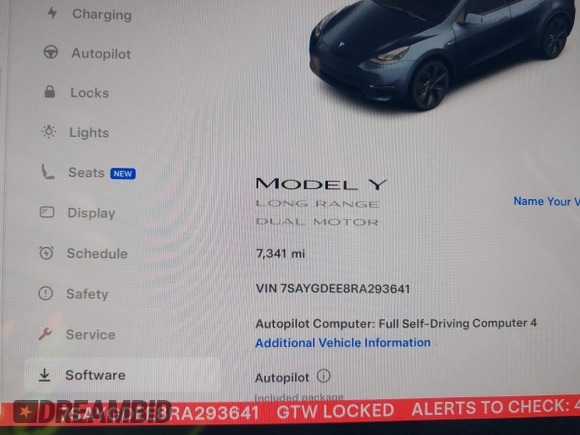 2024 Tesla Model Y Long Range with VIN 7SAYGDEE8RA293641, listed as a IAAI auction lot 41891018 with 7,341 mi miles and . Bid and sale history available at DreamBid. Image 16.