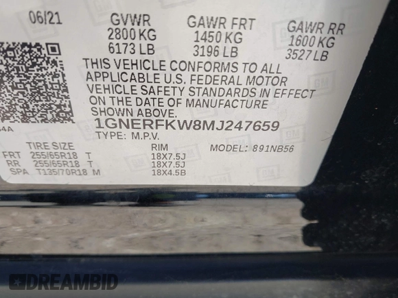 2021 Chevrolet Traverse LS с VIN 1GNERFKW8MJ247659, выставлен на аукционе IAAI как лот 42064676 с пробегом 99 821 миль миль и . История ставок и продаж доступна на DreamBid. Изображение 9.